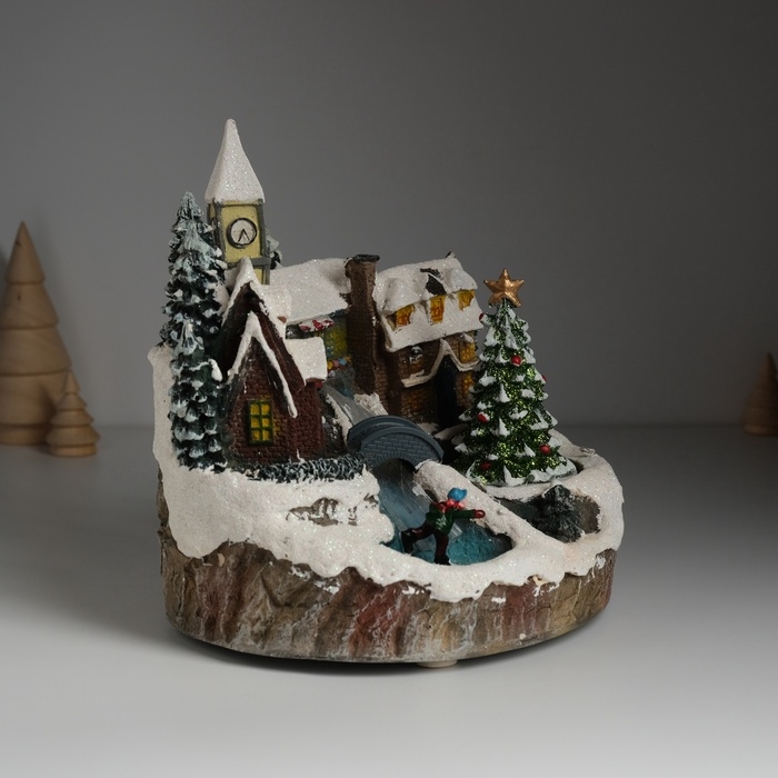 Сувенир пластик световой Сувенир пластик световой "Новогодняя улочка" крутится 20,5х17х20,5 см