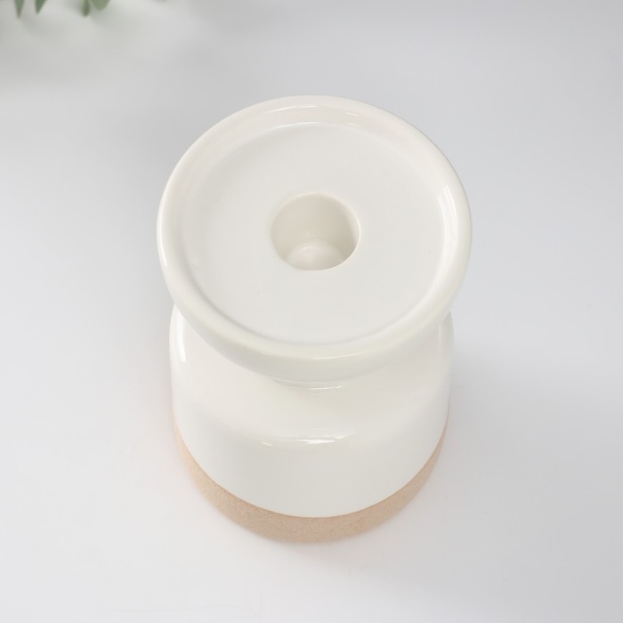 Подсвечник керамика на 1 свечу Подсвечник керамика на 1 свечу "Атлант" песочно-белый 9,3х9,3х13,5 см