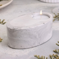 Подсвечник "Узкий овал. Мрамор" из гипса,11,5х7х4см,мрамор с чёрными полосками Подсвечник "Узкий овал. Мрамор" из гипса,11,5х7х4см,мрамор с чёрными полосками