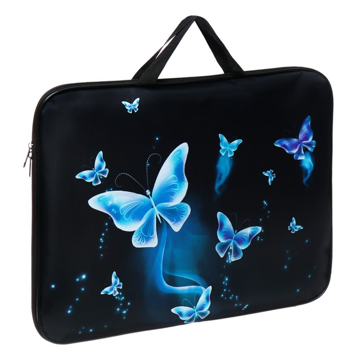 Папка для чертежей и рисунков А3, 470 х 350 х 20 мм, с ручками, текстильная, Calligrata "Бабочки"