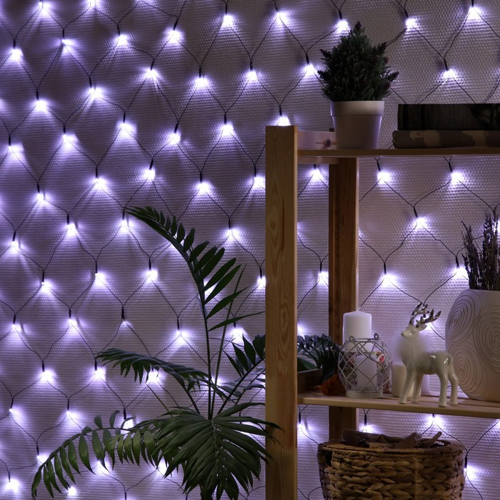 Гирлянда &laquo;Сеть&raquo; 1.6 &times; 1.6 м, IP20, тёмная нить, 144 LED, свечение белое, 8 режимов, 220 В