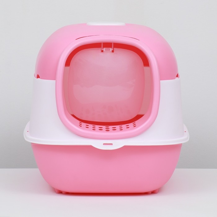 Туалет закрытый с откидным верхом, с совком и угольным фильтром 52 х 38 х 40 см, розовый