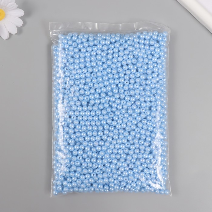 Набор бусин "Жемчуг" d 6 мм, 250 гр, нежно-голубой