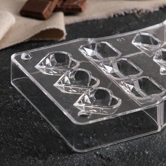 Форма для конфет и шоколада &laquo;Самоцветы&raquo;, 15 ячеек, 20&times;12&times;2,5 см, цвет прозрачный