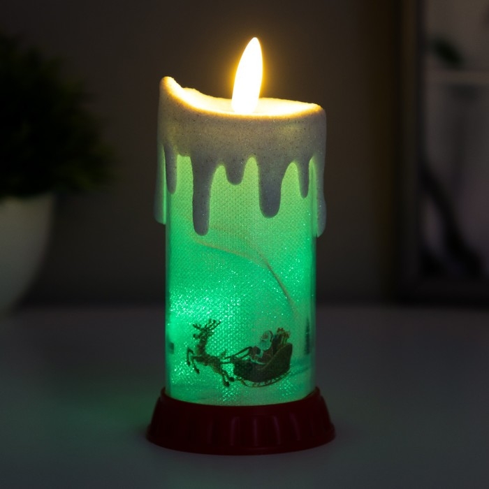 Ночник " Морозная свеча" LED RGB от батареек LR44   6х6х10 см RISALUX