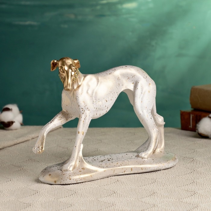 Фигура Фигура "Борзая" белая с золотым, 25х17см