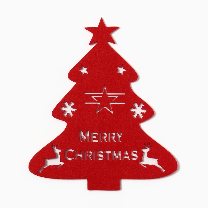Новый год.Декор столовых предметов Новый год.Декор столовых предметов "Елка" цв.красный 20х17см 100%п/э, фетр