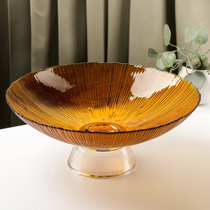 Ваза из стекла для фруктов &laquo;Фейверк&raquo;, 3,7 л, 33&times;13,5 см, цвет янтарный