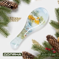 Подставка стеклянная под ложку Доляна &laquo;Новый Год&raquo;, 21,5&times;7,5&times;1,5 см