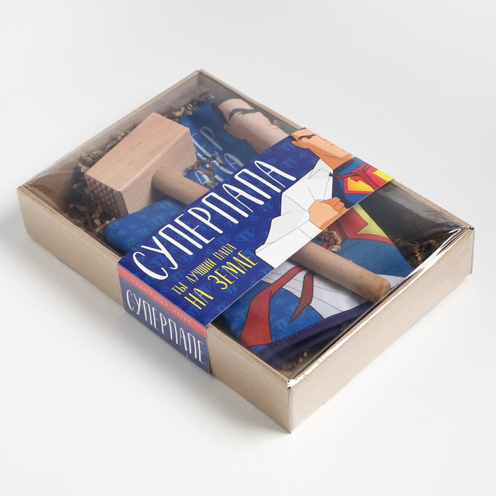 Кухонный набор &laquo;Супер папа&raquo;,варежка-прихватка 20х28см, молоток деревянный