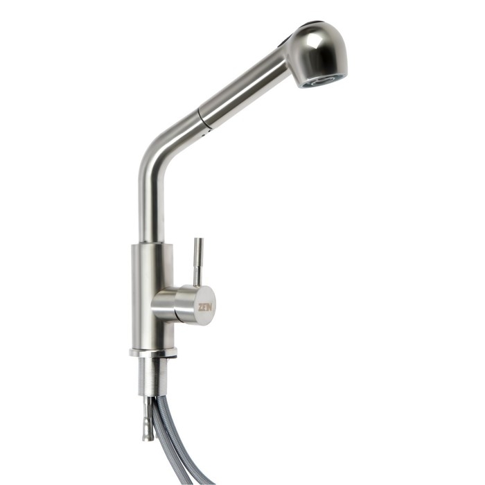 Смеситель для раковины ZEIN Z89, выдвижной излив, картридж 35 мм, нержавеющая сталь, сатин Смеситель для раковины ZEIN Z89, выдвижной излив, картридж 35 мм, нержавеющая сталь, сатин