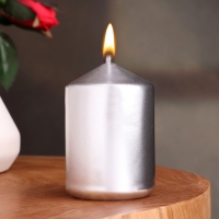 Свеча "Столбик", серебристая, 5,5×8см Свеча "Столбик", серебристая, 5,5×8см