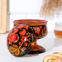 Сахарница &laquo;Ягодка&raquo; на ножке, 12&times;9 см, хохлома