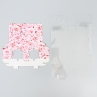 Коробка для капкейка, кондитерская упаковка, 2 ячейки &laquo;Розовые цветы&raquo;, 16 х 8 х 11.5 см