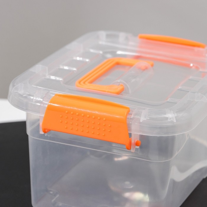 Контейнер для хранения, 20&times;15&times;11 см, крышка с ручкой на защёлке, цвет оранжевый