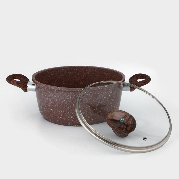 Кастрюля Доляна &laquo;Брауни&raquo;, 3,3 л, d=24 см, h=10 см, стеклянная крышка, антипригарное покрытие, индукция