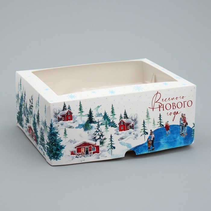 Коробка складная на 6 капкейков с окном &laquo;Веселого Нового года&raquo;, 25 х 17 х 10 см, Новый год