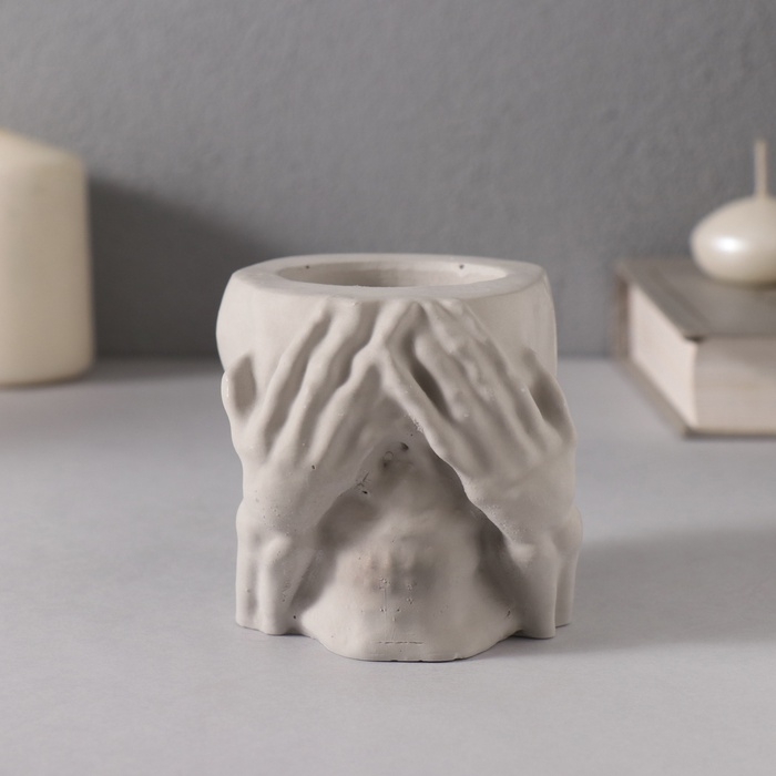 Подсвечник Подсвечник "Череп Прятки" 7*10см т.серый