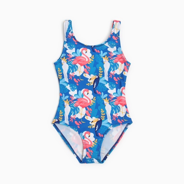 Купальник слитный, цвет синий/фламинго, рост 110 см Купальник слитный, цвет синий/фламинго, рост 110 см