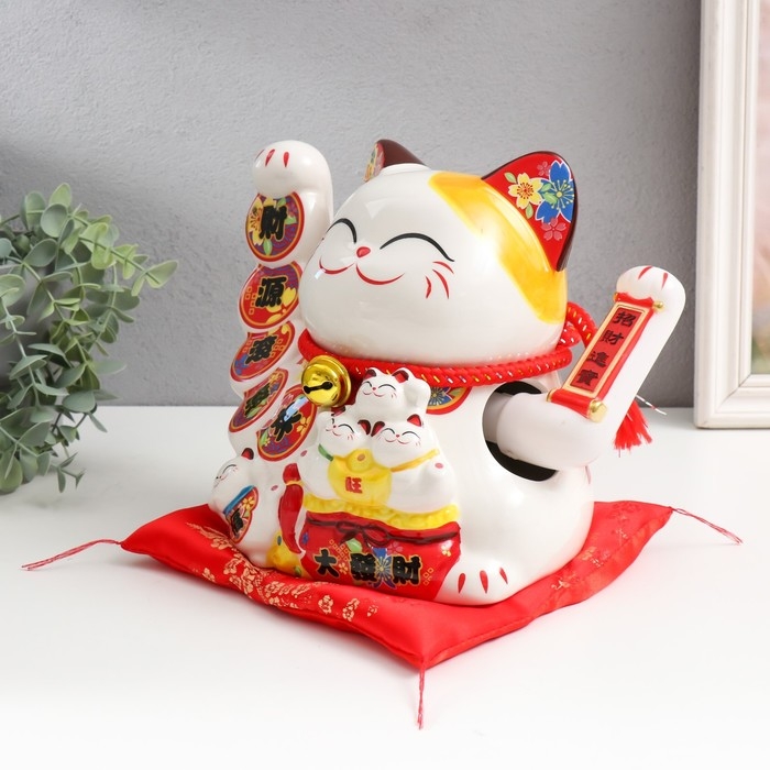 Маятник керамика "Манэки-нэко как источник благополучия" от батареек 16х23х19,5 см