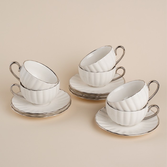 Чайный сервиз SL Home «Гарда», 12 предметов: 6 чашек 200 мл, 6 блюдец d=15 см, цвет белый Чайный сервиз SL Home «Гарда», 12 предметов: 6 чашек 200 мл, 6 блюдец d=15 см, цвет белый