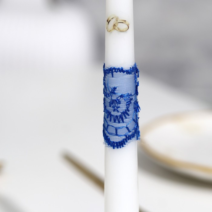 Набор свечей Набор свечей "Кружевной с бантиком" синий: домашний очаг 6,8х15см, родительские 1,8х17,5см