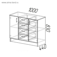 Комод Эра (К1000-2Д), 1000х430х830, Дуб вотан/Белый