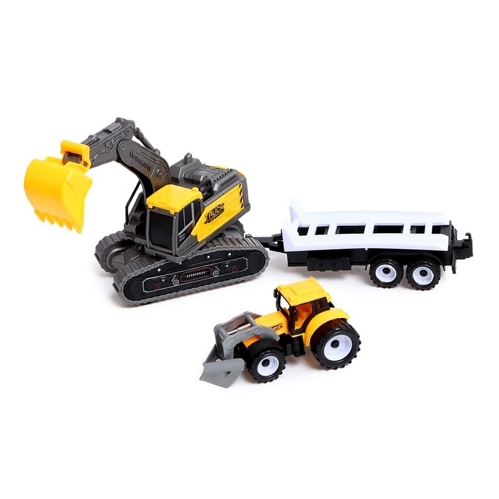 Экскаватор инерционный &laquo;Стройка&raquo;, с прицепом и трактором, МИКС