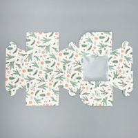 Коробка для капкейков складная с двусторонним нанесением «Венок», 16 х 16 х 10 см, Новый год Коробка для капкейков складная с двусторонним нанесением «Венок», 16 х 16 х 10 см, Новый год