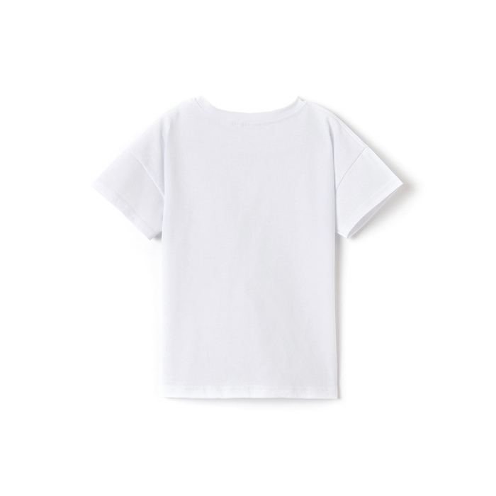 Футболка детская со спущенным плечом, цвет белый, рост 116 см