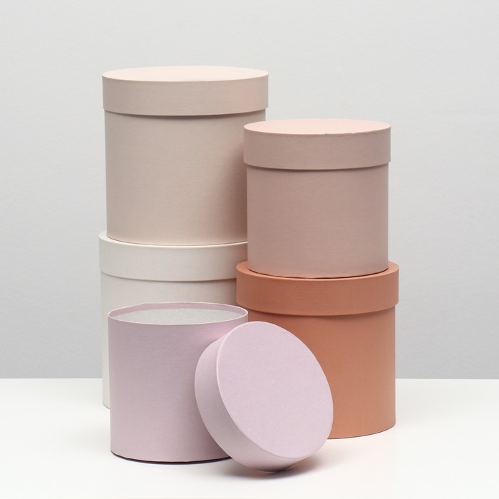 Набор круглых коробок 5 в 1 Набор круглых коробок 5 в 1 "Нюд", 20 х 20 х 20 - 14 х 14 х 14 см