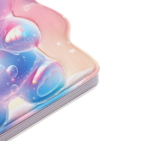 Записная книжка подарочная на гребне 80л,линия, цветной блок,обложка ПВХ 3D Мишка(10х10,5см)   10539