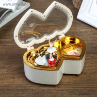 Шкатулка музыкальная пластик механическая "Двойное сердце белое" 6х16х10 см Шкатулка музыкальная пластик механическая "Двойное сердце белое" 6х16х10 см