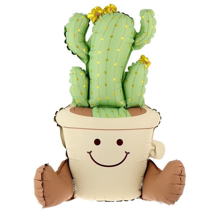 Шар фольгированный 22" &laquo;Кактус в горшке&raquo;, матовый, под воздух