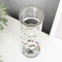 Подсвечник стекло на 1 свечу "Сплетение колец" стразы серебро 27х7х7 см Подсвечник стекло на 1 свечу "Сплетение колец" стразы серебро 27х7х7 см