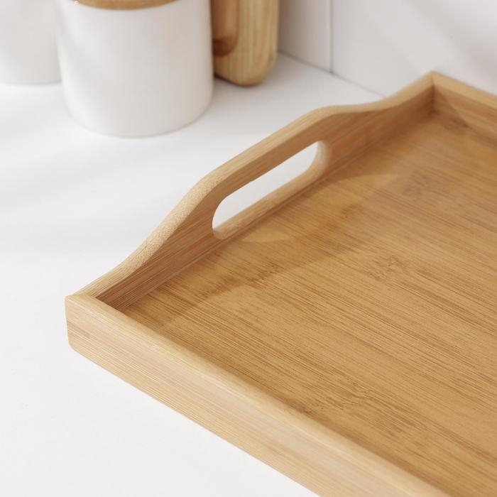 Поднос с ручками Доляна Striata, 37,5×26×5 см, бамбук Поднос с ручками Доляна Striata, 37,5×26×5 см, бамбук