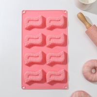 Форма для выпечки Доляна &laquo;Зорро&raquo;, силикон, 28&times;16&times;2 см, 8 ячеек (5&times;6,6 см), глубина 1,7 см, цвет МИКС