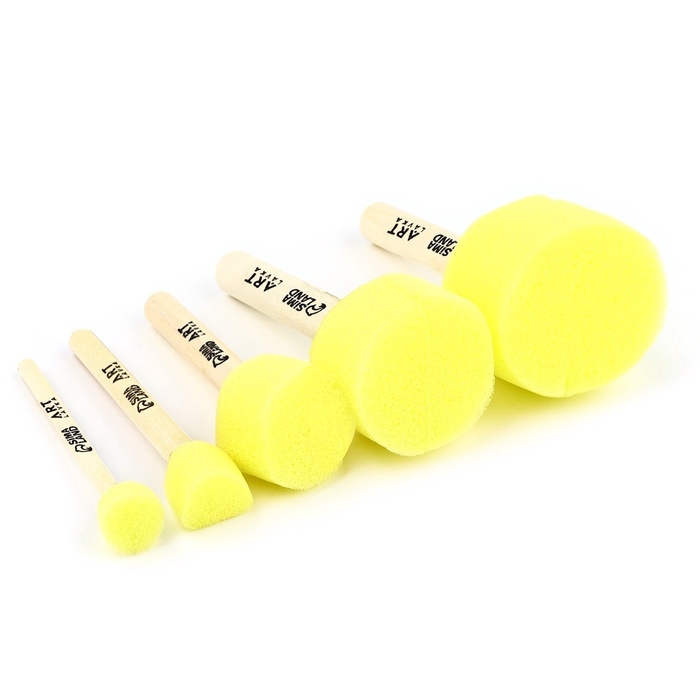 Кисть для рисования спонж набор 5 шт. &laquo;Фрида&raquo; деревянная ручка