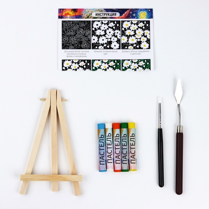 Рисование пастелью c холстом на подрамнике &laquo;Ромашки&raquo;, набор для творчества