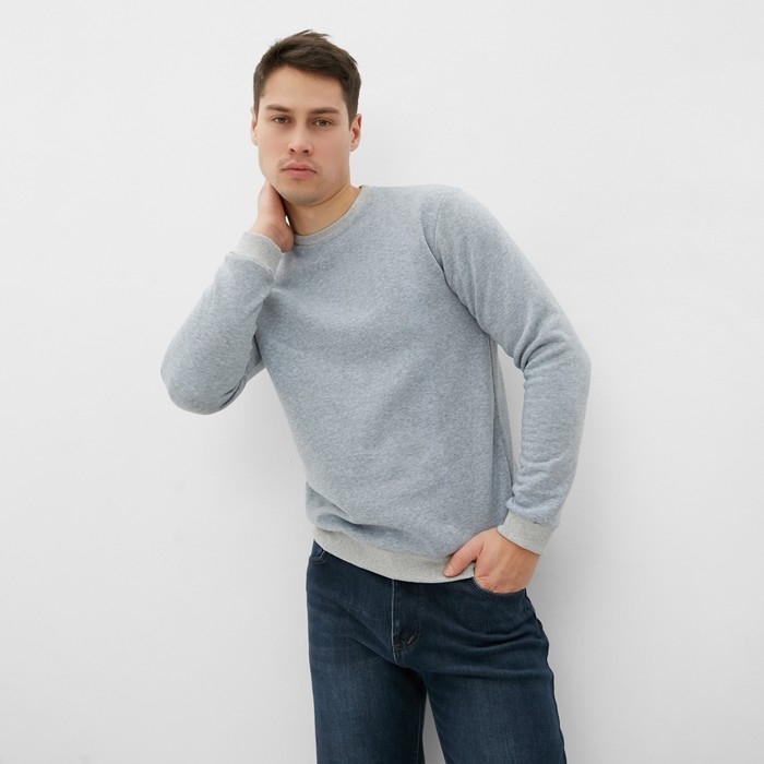 Свитшот мужской НАЧЁС, цвет светло-серый, размер 54