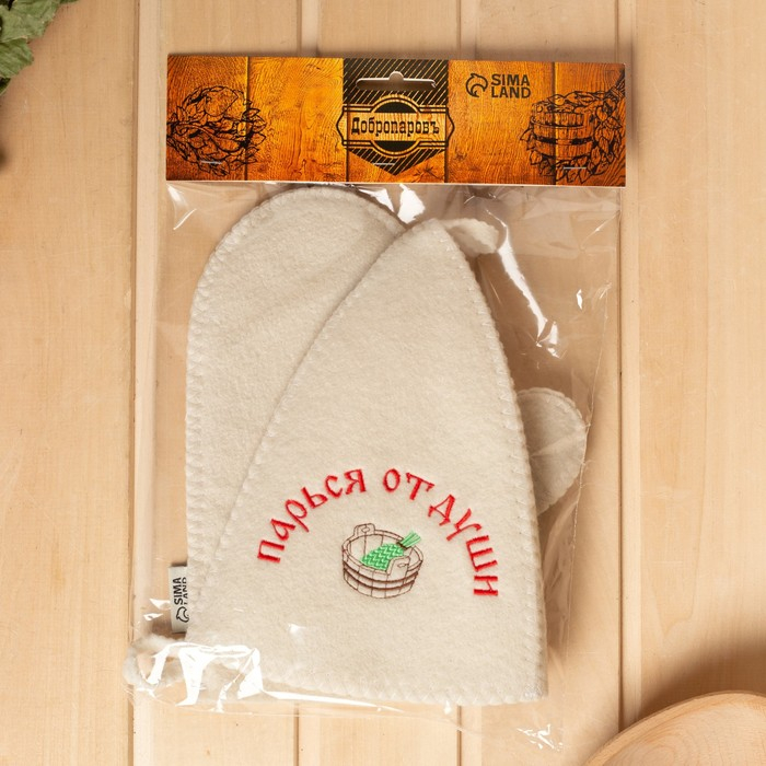 Набор для бани Набор для бани "Парься от души" шапка, рукавица