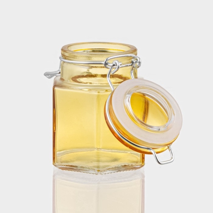 Банка стеклянная для хранения сыпучих продуктов &laquo;Грани&raquo;, 100 мл, 5,5&times;8 см, с бугельным замком, цвет МИКС