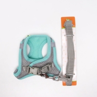 Комплект с мягкой шлейкой, размер XXS, поводок 150 х 1,5 см, ОГ 28-30 см, ОШ 24-26 см, бирюз Комплект с мягкой шлейкой, размер XXS, поводок 150 х 1,5 см, ОГ 28-30 см, ОШ 24-26 см, бирюз