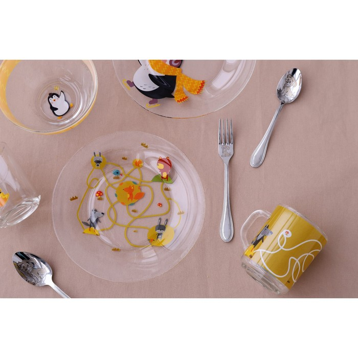 Набор детской посуды Доляна &laquo;Лесные забавы&raquo;, 3 предмета: миска 450 мл, тарелка d=20 см, кружка 200 мл