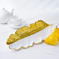 Блюдо для фруктов Доляна &laquo;Золотой лист&raquo;, 38&times;15,5 см, цвет золотой с белым