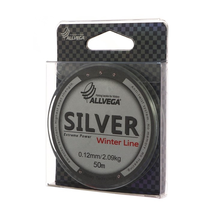 Леска монофильная ALLVEGA Silver, диаметр 0.12 мм, тест 2.09 кг, 50 м, серебристая Леска монофильная ALLVEGA Silver, диаметр 0.12 мм, тест 2.09 кг, 50 м, серебристая