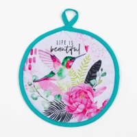 Набор кухонный &laquo;Love your live&raquo;: варежка-прихватка 20х28 см, прихватка 17х17 см, 35% х/л, 65% п/э