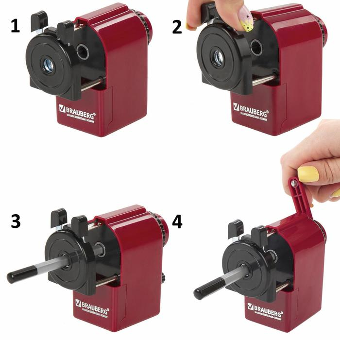 Точилка механическая BRAUBERG, чёрный/бордовый Точилка механическая BRAUBERG, чёрный/бордовый