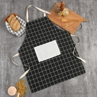 Фартук Экономь и Я Клетка.цвет черный, 56*70&plusmn;4см, 100% хл, рогожка
