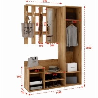 Прихожая Визит, 1440х400х2052, Белый глянец/Дуб крафт Прихожая Визит, 1440х400х2052, Белый глянец/Дуб крафт